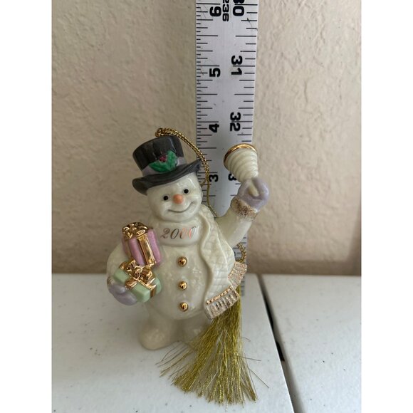 Lenox 2000 Snowman Ornament Handcrafted Ivory China 24K Gold Y2K Collectible - Picture 7 of 9